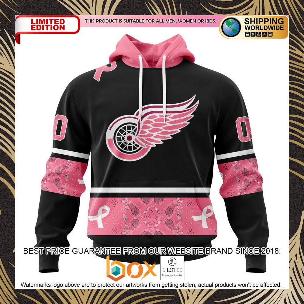 BEST NHL Detroit Red Wings Specialized Design In Classic Style With Paisley! WE WEAR PINK BREAST CANCER Personalized 3D Shirt, Hoodie 1