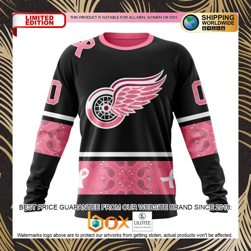 BEST NHL Detroit Red Wings Specialized Design In Classic Style With Paisley! WE WEAR PINK BREAST CANCER Personalized 3D Shirt, Hoodie 6