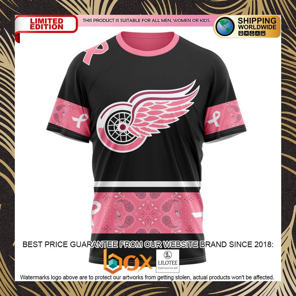 BEST NHL Detroit Red Wings Specialized Design In Classic Style With Paisley! WE WEAR PINK BREAST CANCER Personalized 3D Shirt, Hoodie 8