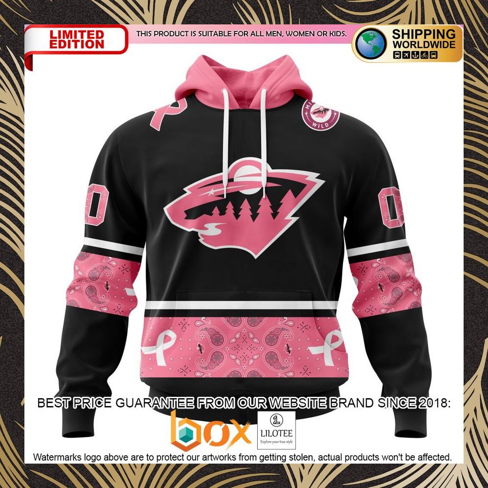 BEST NHL Minnesota Wild Specialized Design In Classic Style With Paisley! WE WEAR PINK BREAST CANCER Personalized 3D Shirt, Hoodie 1