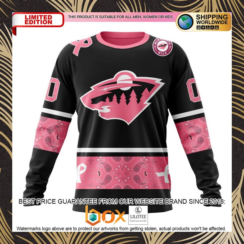 BEST NHL Minnesota Wild Specialized Design In Classic Style With Paisley! WE WEAR PINK BREAST CANCER Personalized 3D Shirt, Hoodie 6