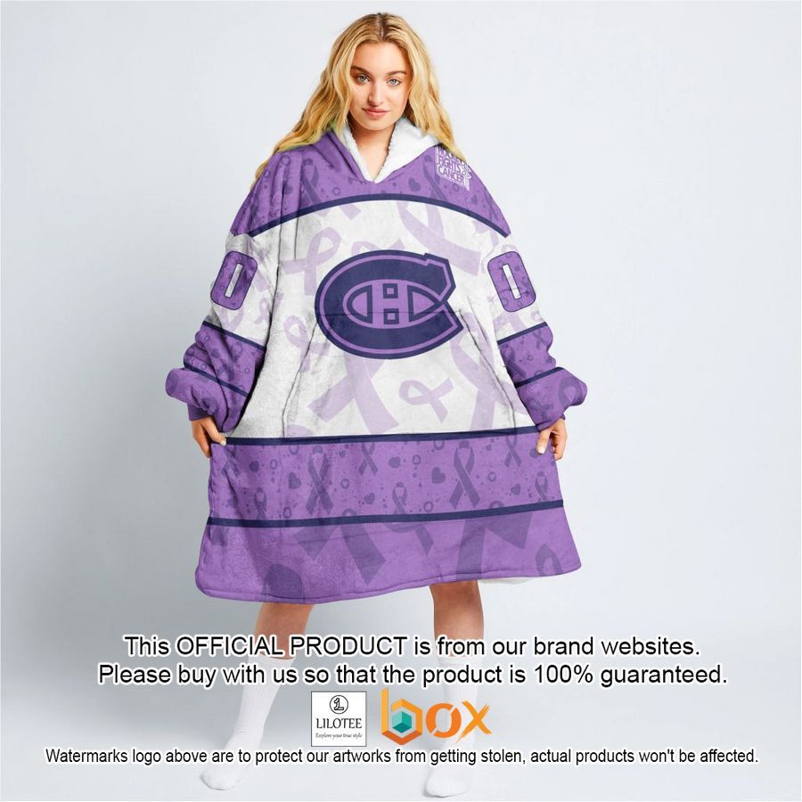 BEST Personalized Montreal Canadiens Special Lavender Fight Cancer Oodie Blanket Hoodie 3
