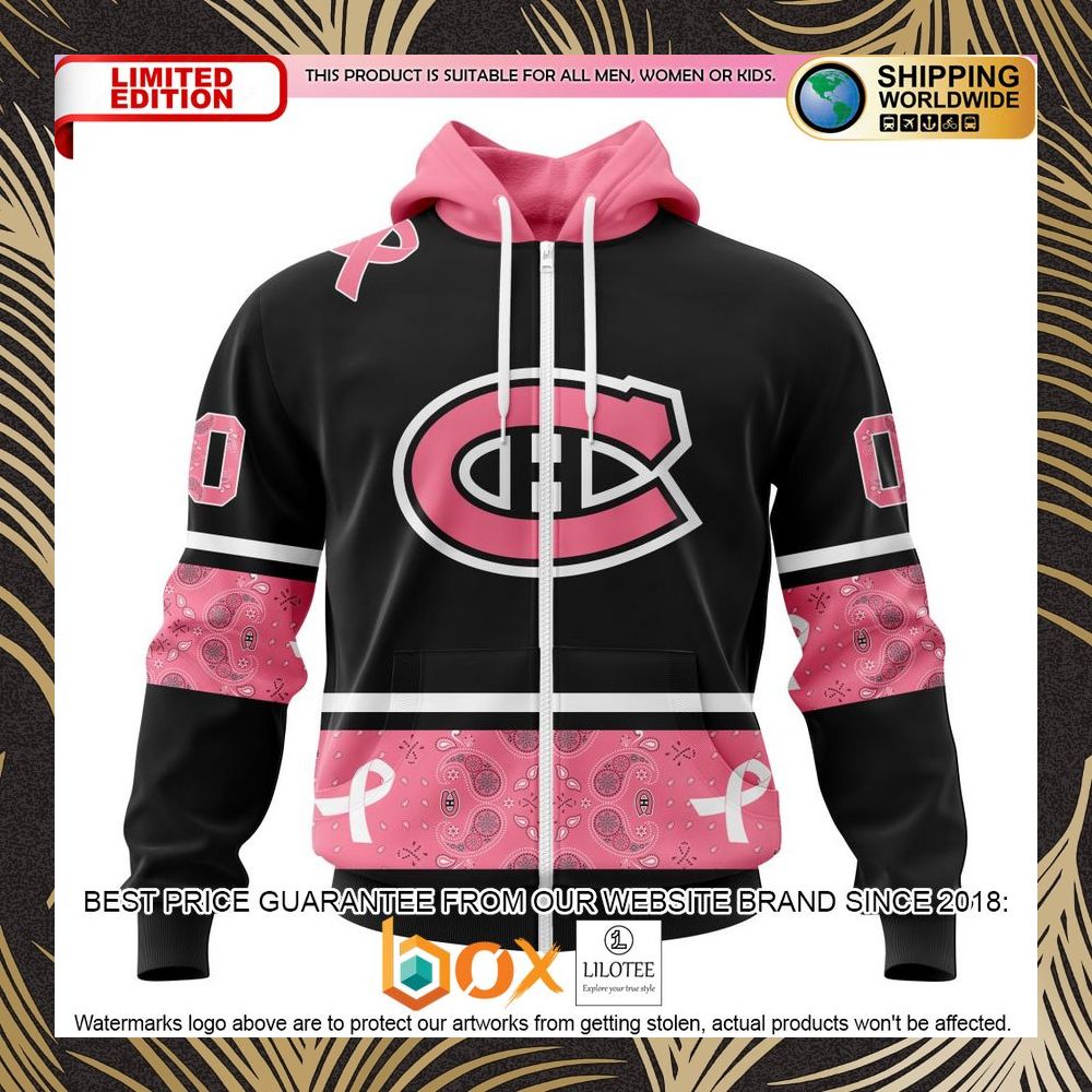 BEST NHL Montreal Canadiens Specialized Design In Classic Style With Paisley! WE WEAR PINK BREAST CANCER Personalized 3D Shirt, Hoodie 2