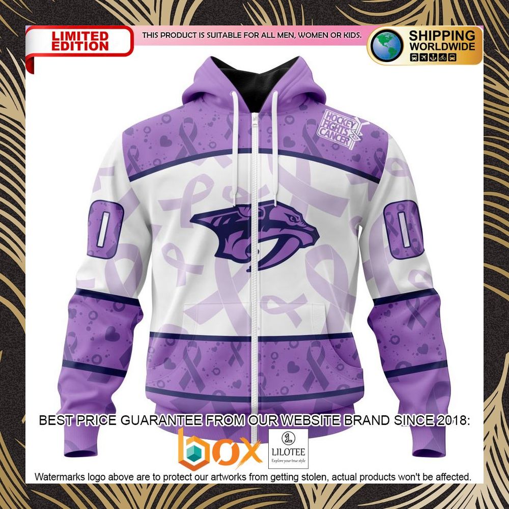 BEST NHL Nashville Predators Special Lavender Fight Cancer Personalized 3D Shirt, Hoodie 2