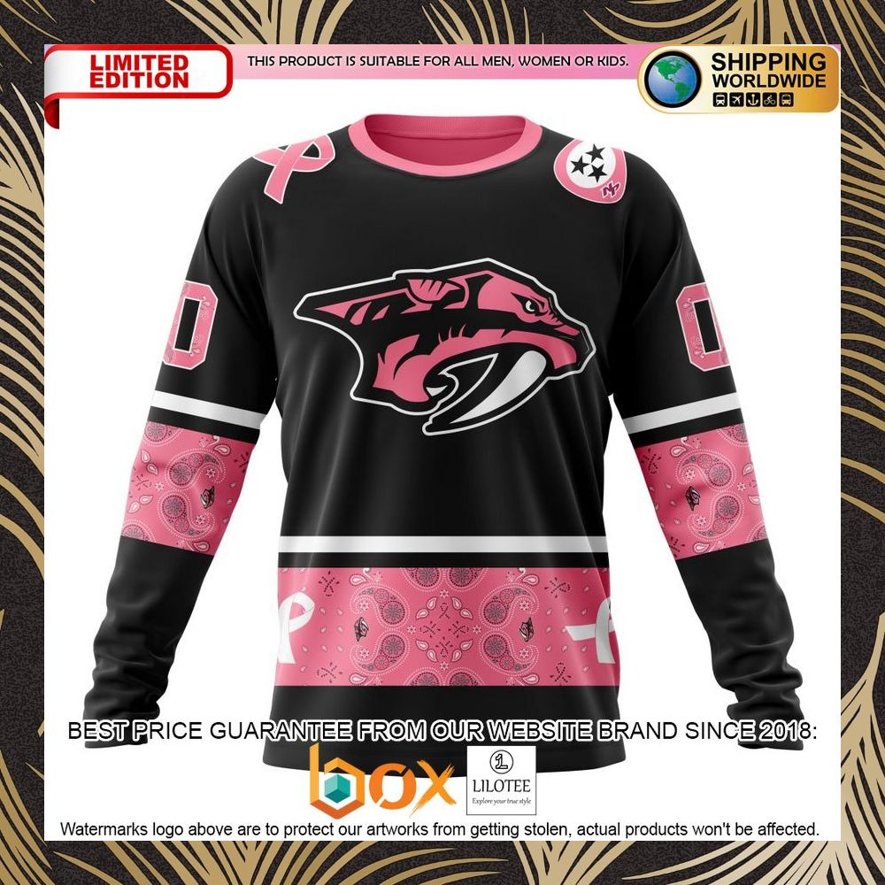 BEST NHL Nashville Predators Specialized Design In Classic Style With Paisley! WE WEAR PINK BREAST CANCER Personalized 3D Shirt, Hoodie 6