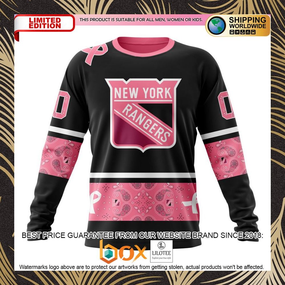 BEST NHL New York Rangers Specialized Design In Classic Style With Paisley! WE WEAR PINK BREAST CANCER Personalized 3D Shirt, Hoodie 6