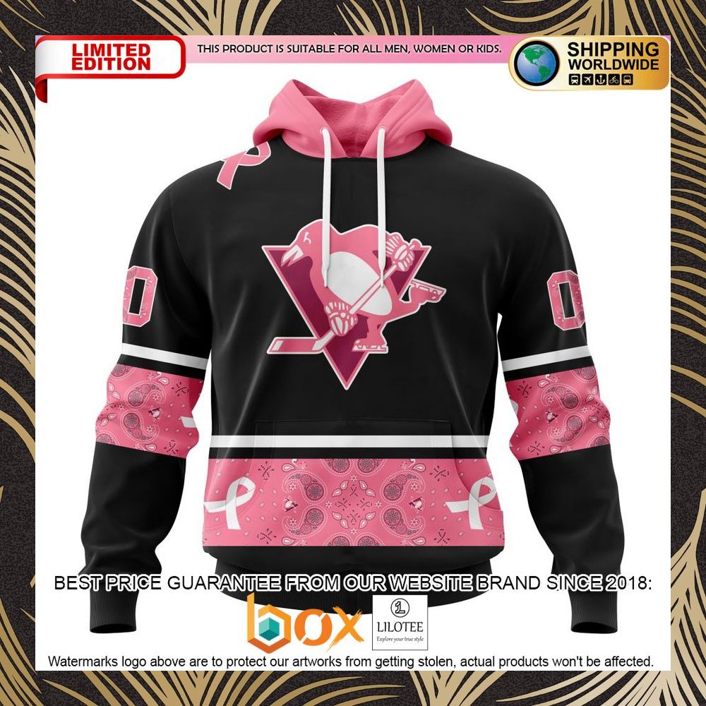 BEST NHL Pittsburgh Penguins Specialized Design In Classic Style With Paisley! WE WEAR PINK BREAST CANCER Personalized 3D Shirt, Hoodie 1