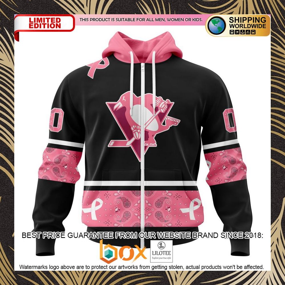 BEST NHL Pittsburgh Penguins Specialized Design In Classic Style With Paisley! WE WEAR PINK BREAST CANCER Personalized 3D Shirt, Hoodie 2