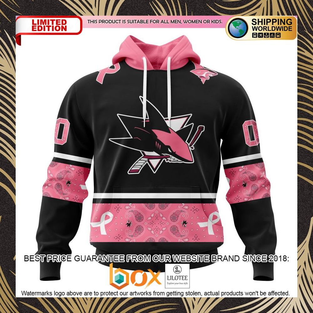 BEST NHL San Jose Sharks Specialized Design In Classic Style With Paisley! WE WEAR PINK BREAST CANCER Personalized 3D Shirt, Hoodie 1