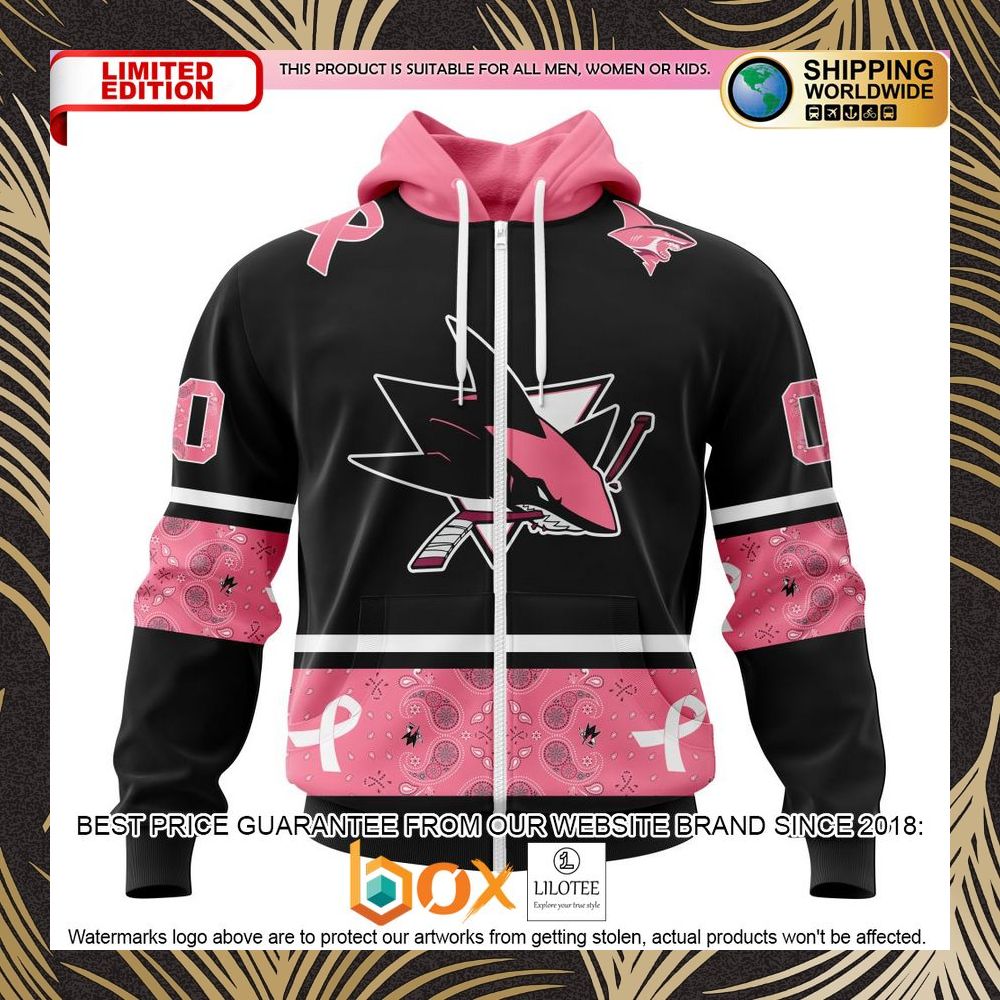 BEST NHL San Jose Sharks Specialized Design In Classic Style With Paisley! WE WEAR PINK BREAST CANCER Personalized 3D Shirt, Hoodie 2