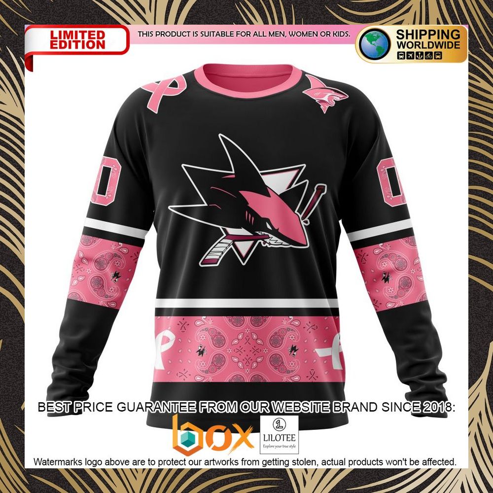 BEST NHL San Jose Sharks Specialized Design In Classic Style With Paisley! WE WEAR PINK BREAST CANCER Personalized 3D Shirt, Hoodie 6