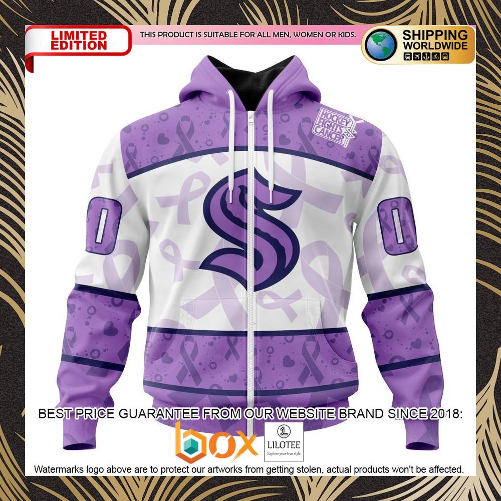 BEST NHL Seattle Kraken Special Lavender Fight Cancer Personalized 3D Shirt, Hoodie 2