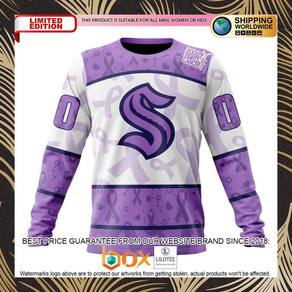 BEST NHL Seattle Kraken Special Lavender Fight Cancer Personalized 3D Shirt, Hoodie 6