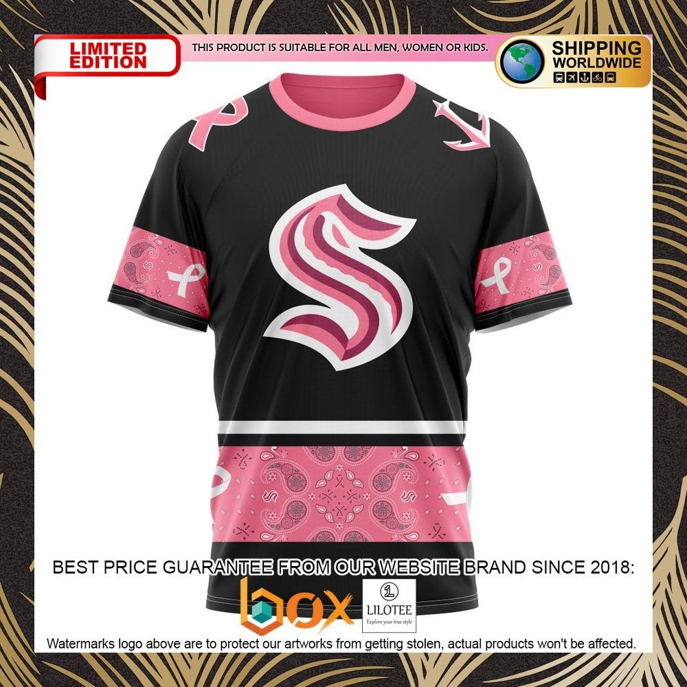 BEST NHL Seattle Kraken Specialized Design In Classic Style With Paisley! WE WEAR PINK BREAST CANCER Personalized 3D Shirt, Hoodie 8