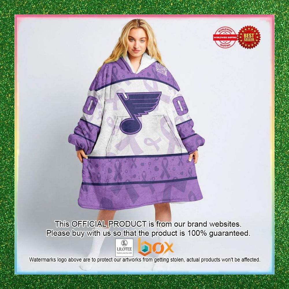BEST Personalized St. Louis Blues Special Lavender Fight Cancer Oodie Blanket Hoodie 1