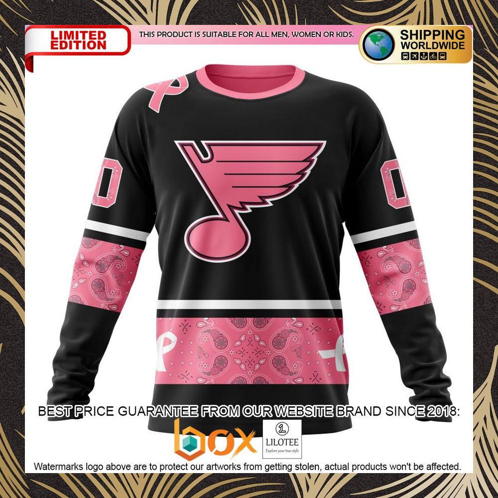BEST NHL St. Louis Blues Specialized Design In Classic Style With Paisley! WE WEAR PINK BREAST CANCER Personalized 3D Shirt, Hoodie 6