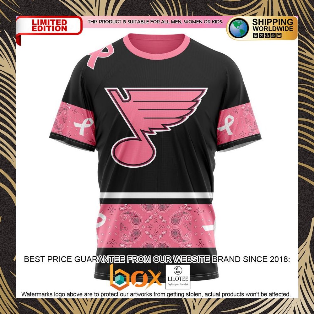BEST NHL St. Louis Blues Specialized Design In Classic Style With Paisley! WE WEAR PINK BREAST CANCER Personalized 3D Shirt, Hoodie 8