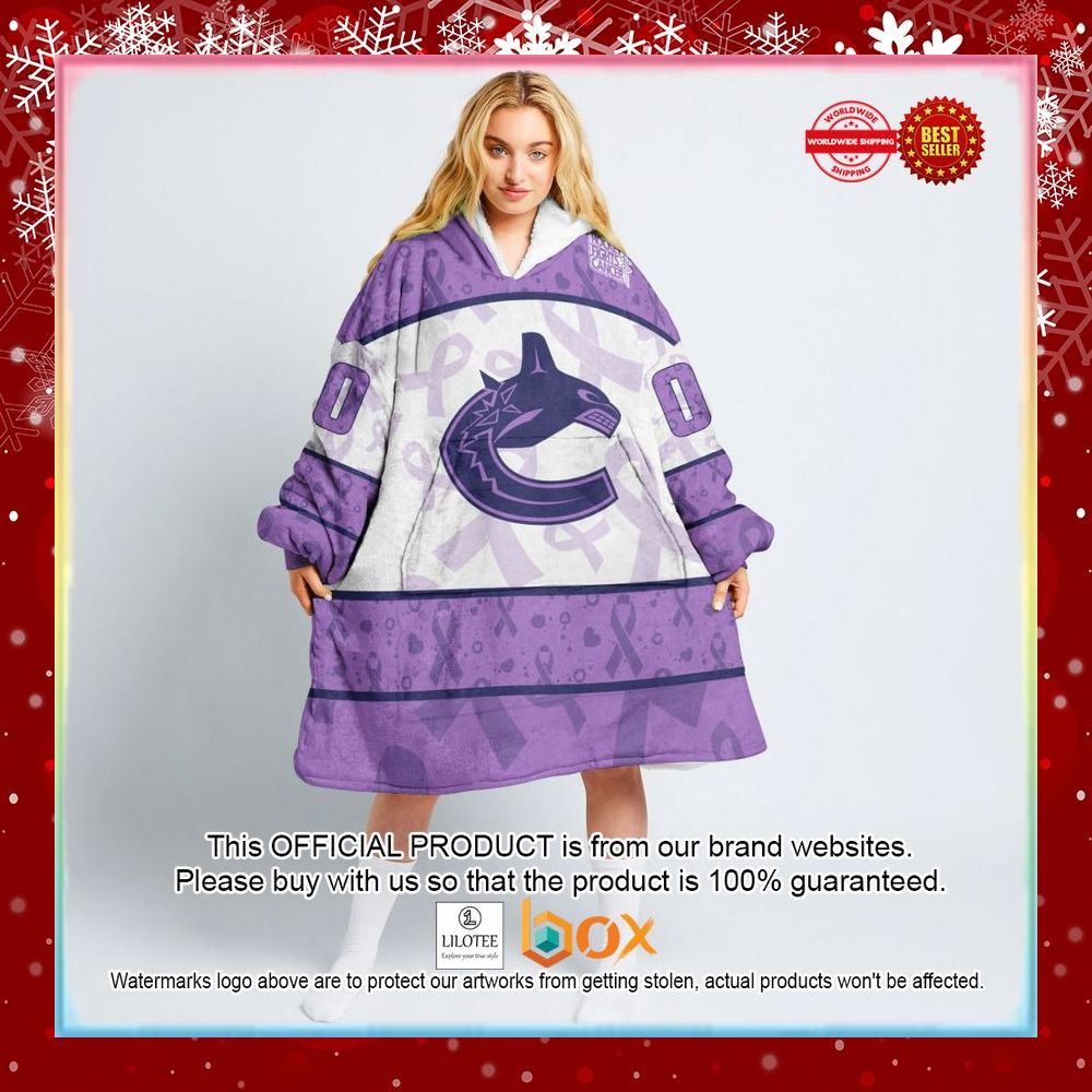 BEST Personalized Vancouver Canucks Special Lavender Fight Cancer Oodie Blanket Hoodie 5