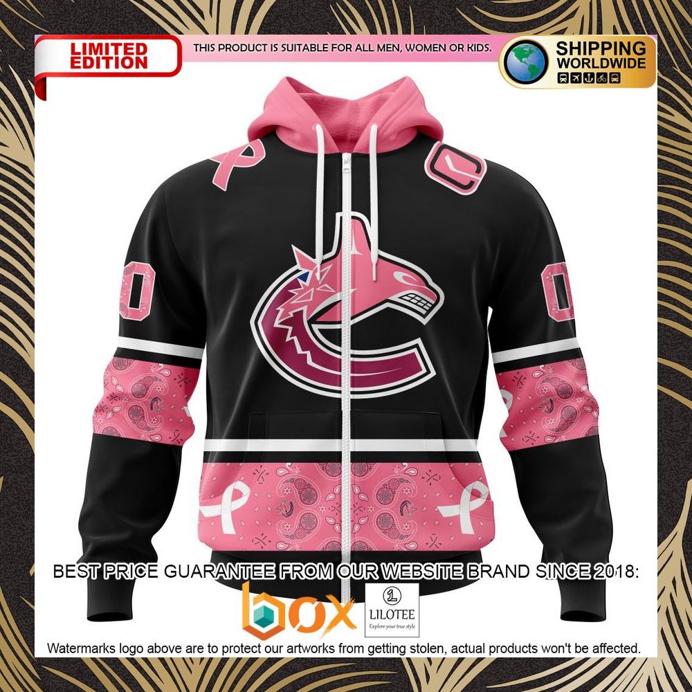 BEST NHL Vancouver Canucks Specialized Design In Classic Style With Paisley! WE WEAR PINK BREAST CANCER Personalized 3D Shirt, Hoodie 2