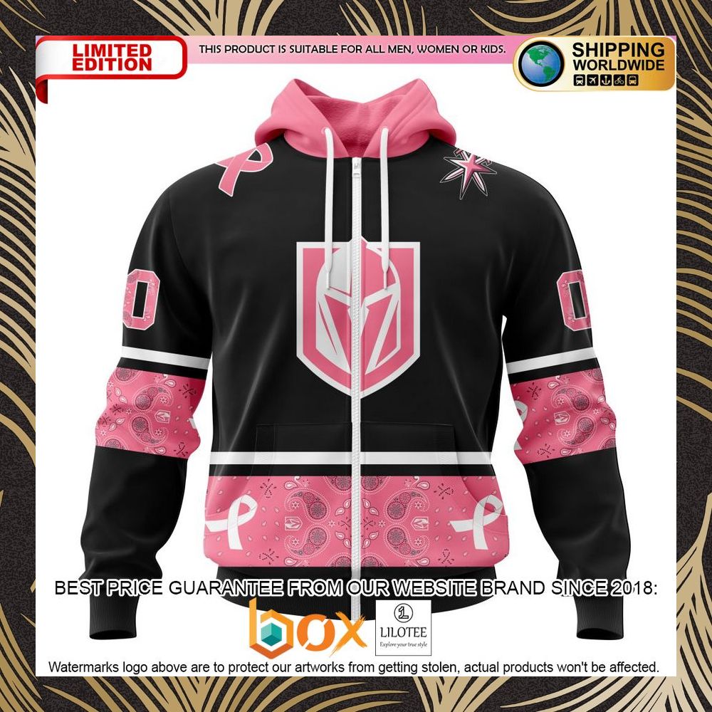 BEST NHL Vegas Golden Knights Specialized Design In Classic Style With Paisley! WE WEAR PINK BREAST CANCER Personalized 3D Shirt, Hoodie 2