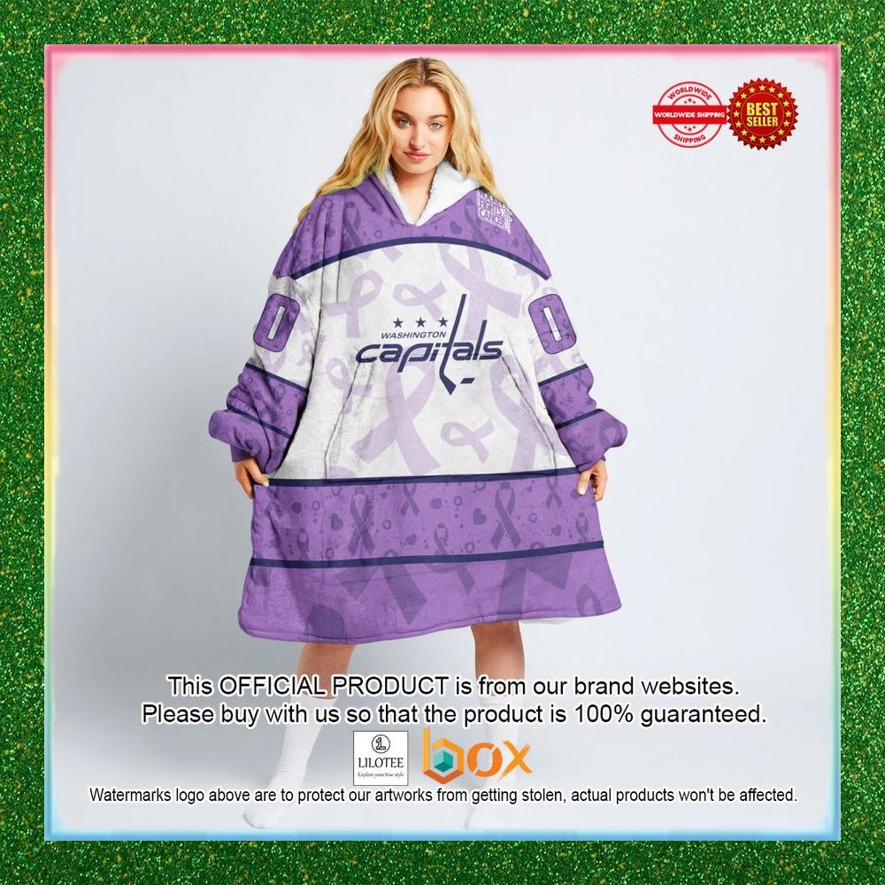 BEST Personalized Washington Capitals Special Lavender Fight Cancer Oodie Blanket Hoodie 1