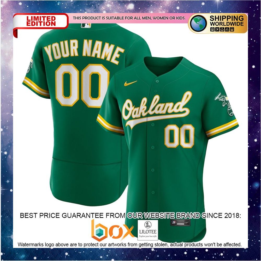 NEW Personalized Oakland Athletics Alternate Authentic Kelly Green Baseball Jersey 1