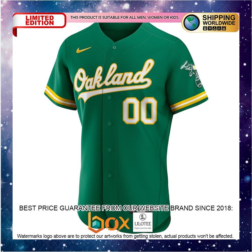NEW Personalized Oakland Athletics Alternate Authentic Kelly Green Baseball Jersey 2