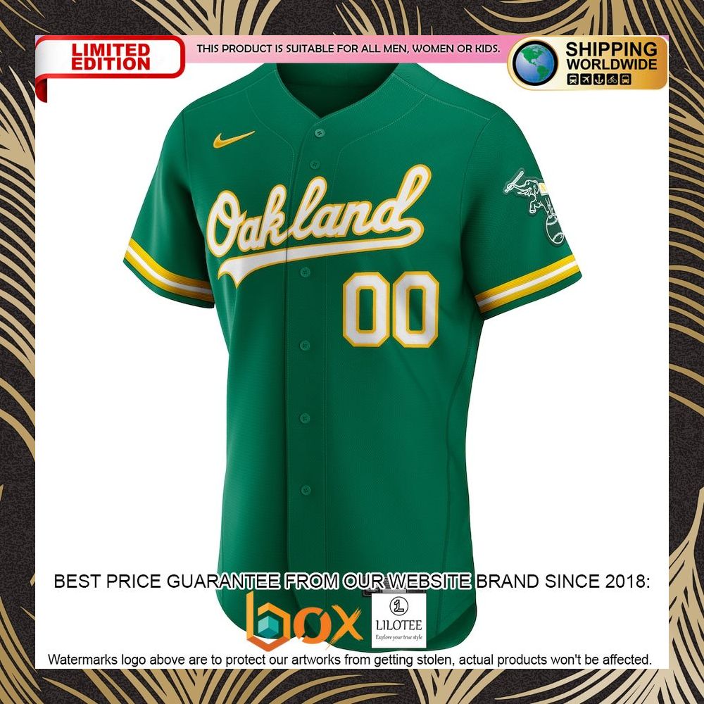 NEW Personalized Oakland Athletics Alternate Authentic Kelly Green Baseball Jersey 5