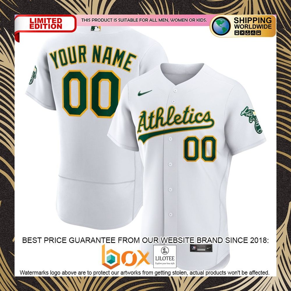NEW Personalized Oakland Athletics Home Authentic White Baseball Jersey 4