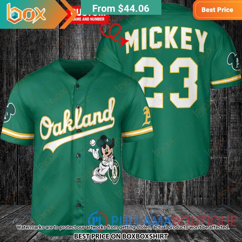 MLB Oakland Athletics Custom Name Number Mickey Light Green