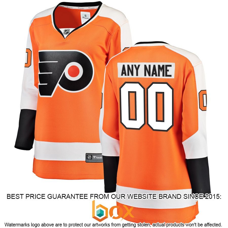 NEW Personalized Philadelphia Flyers Women's Home Orange Hockey Jersey 1
