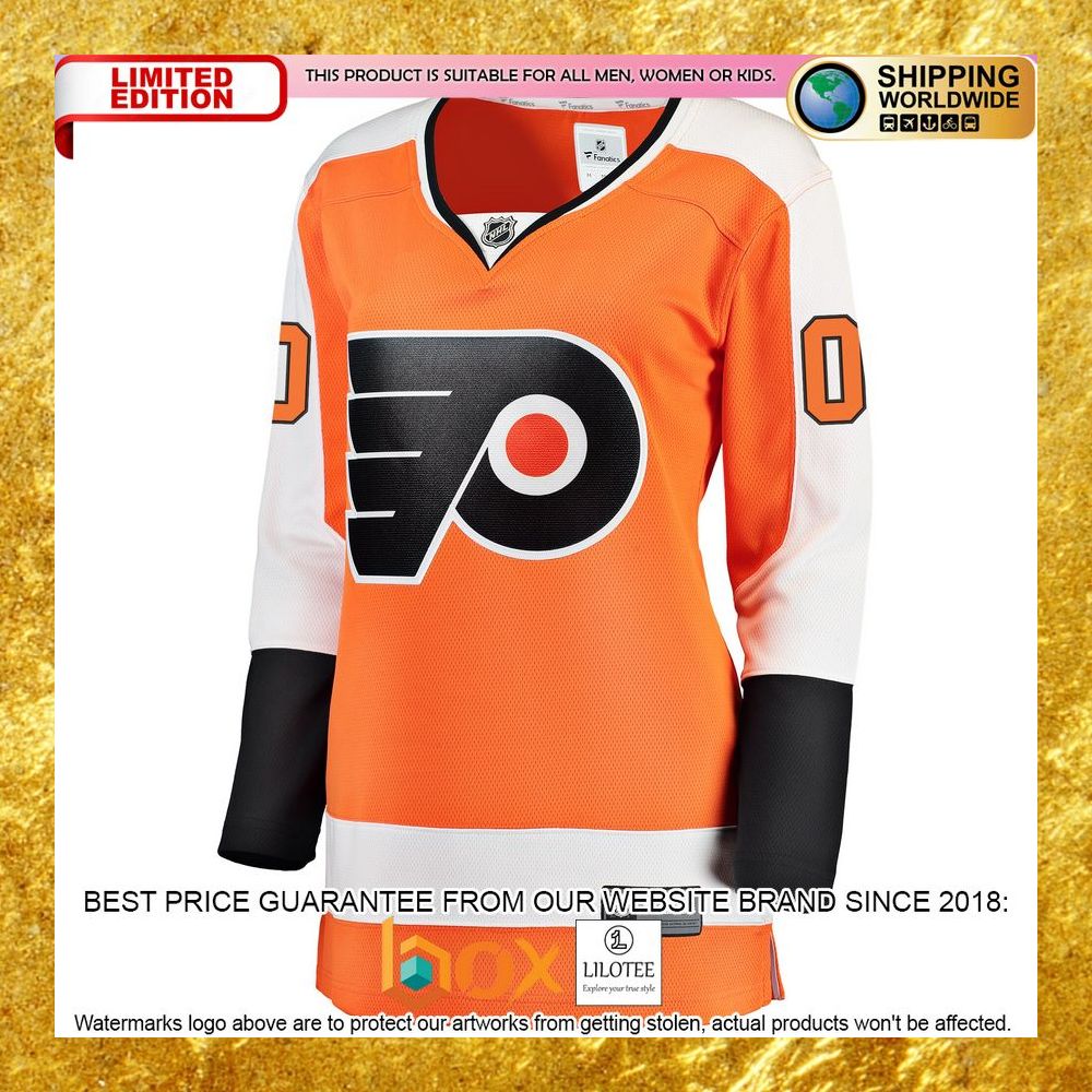 NEW Personalized Philadelphia Flyers Women's Home Orange Hockey Jersey 7
