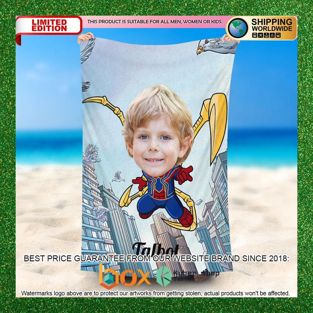 HOT Customized Flying Spiderboy Beach Towel 15