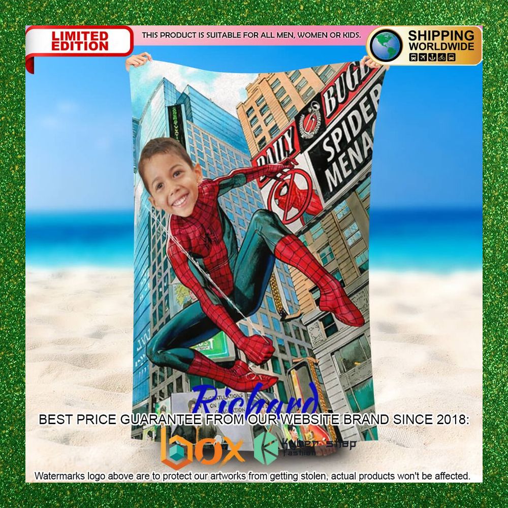 HOT Customized Spiderboy From Building Beach Towel 15
