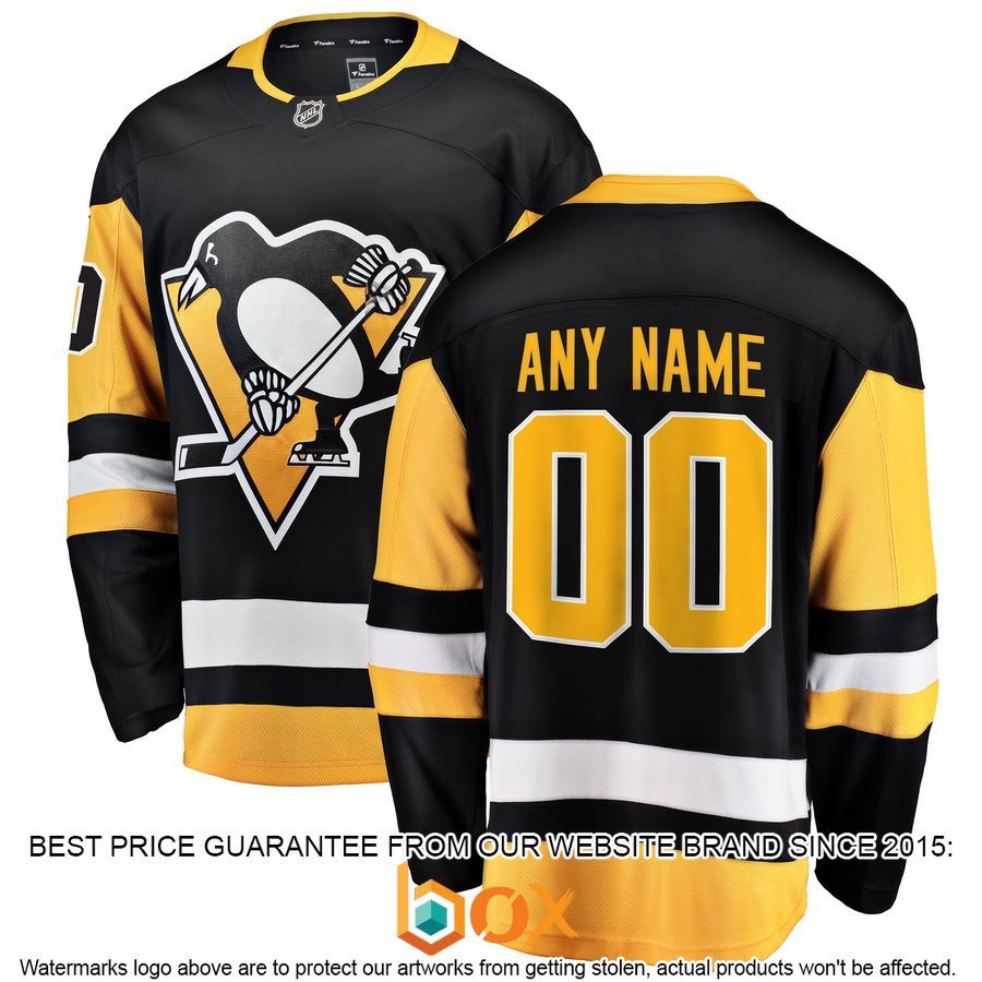 NEW Personalized Pittsburgh Penguins Home Black Hockey Jersey 1