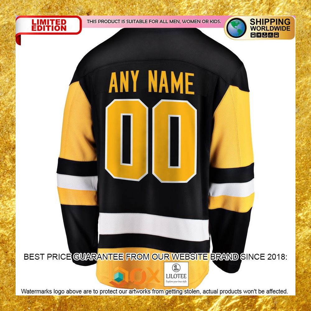 NEW Personalized Pittsburgh Penguins Home Black Hockey Jersey 8