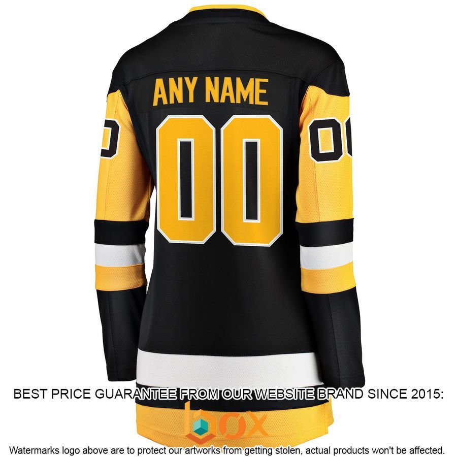 NEW Personalized Pittsburgh Penguins Women's Home Black Hockey Jersey 3