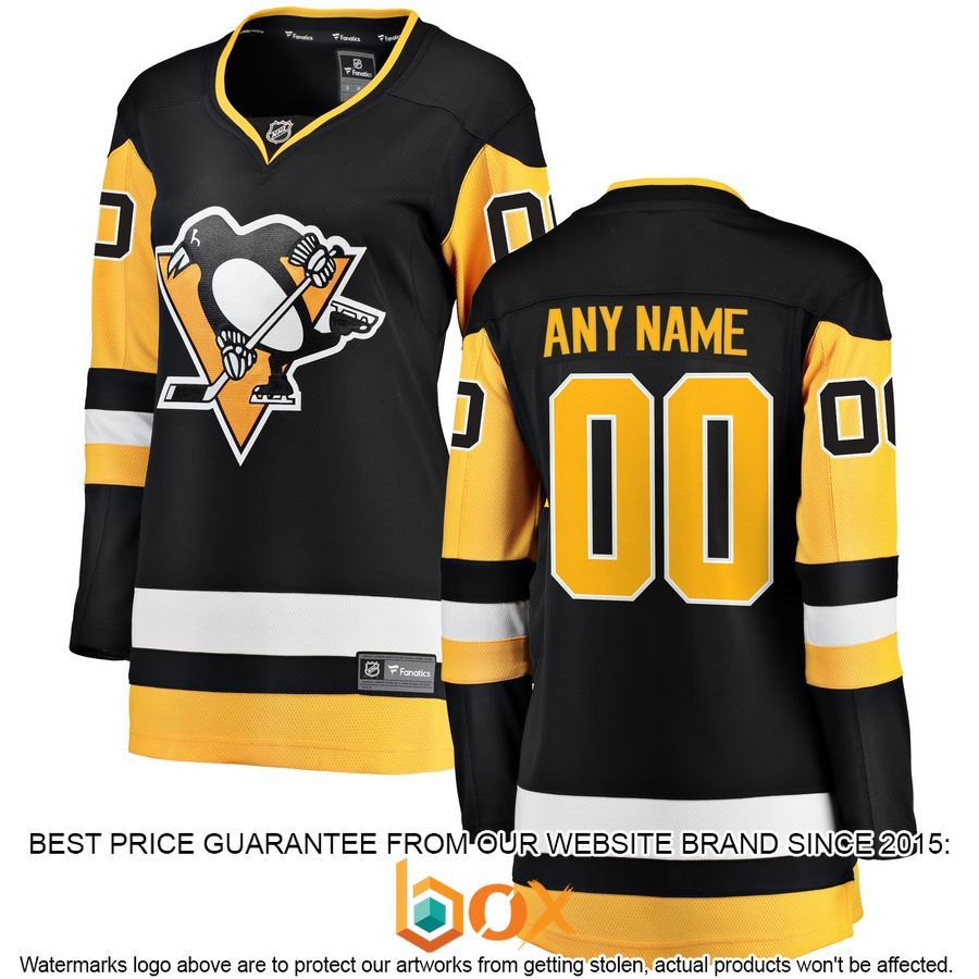 NEW Personalized Pittsburgh Penguins Women's Home Black Hockey Jersey 4
