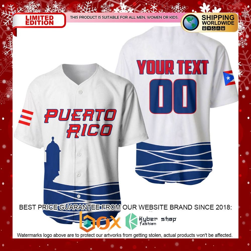 NEW Customized Puerto Rico White Baseball Jersey 4