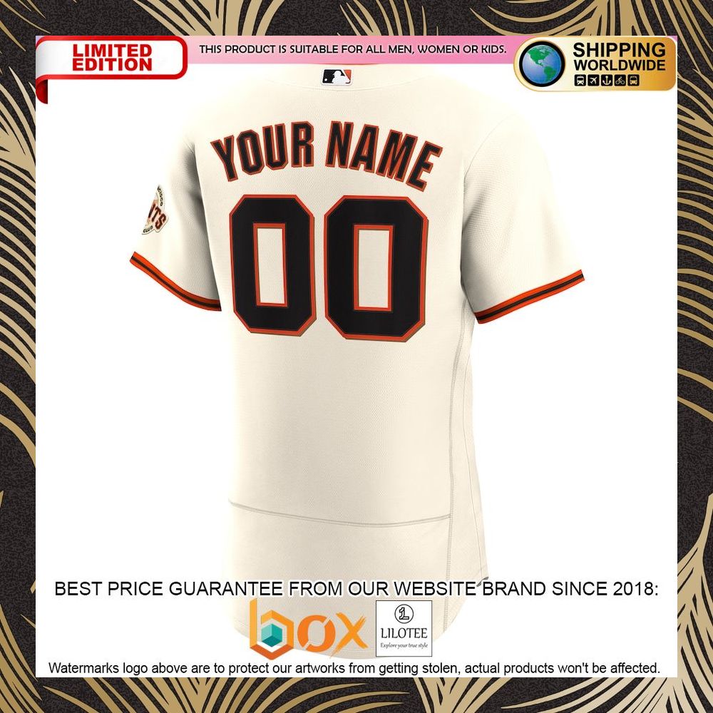 NEW Personalized San Francisco Giants Home Official Authentic Cream Baseball Jersey 6
