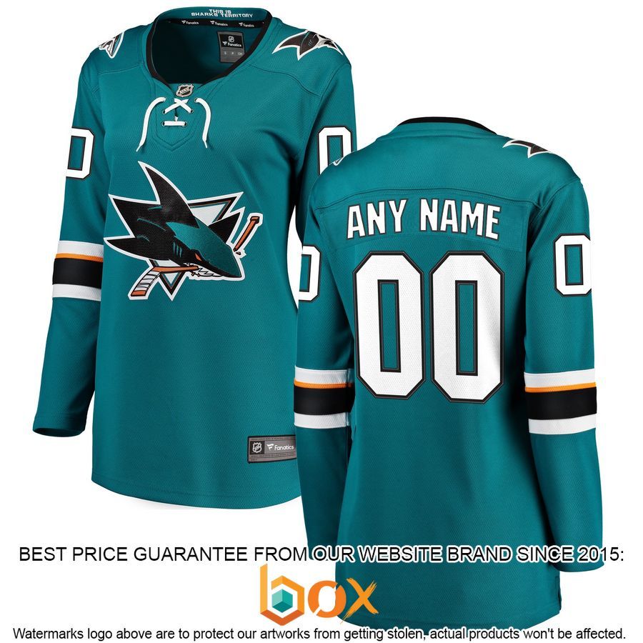 NEW Personalized San Jose Sharks Women's 2021/22 Home Teal Hockey Jersey 1