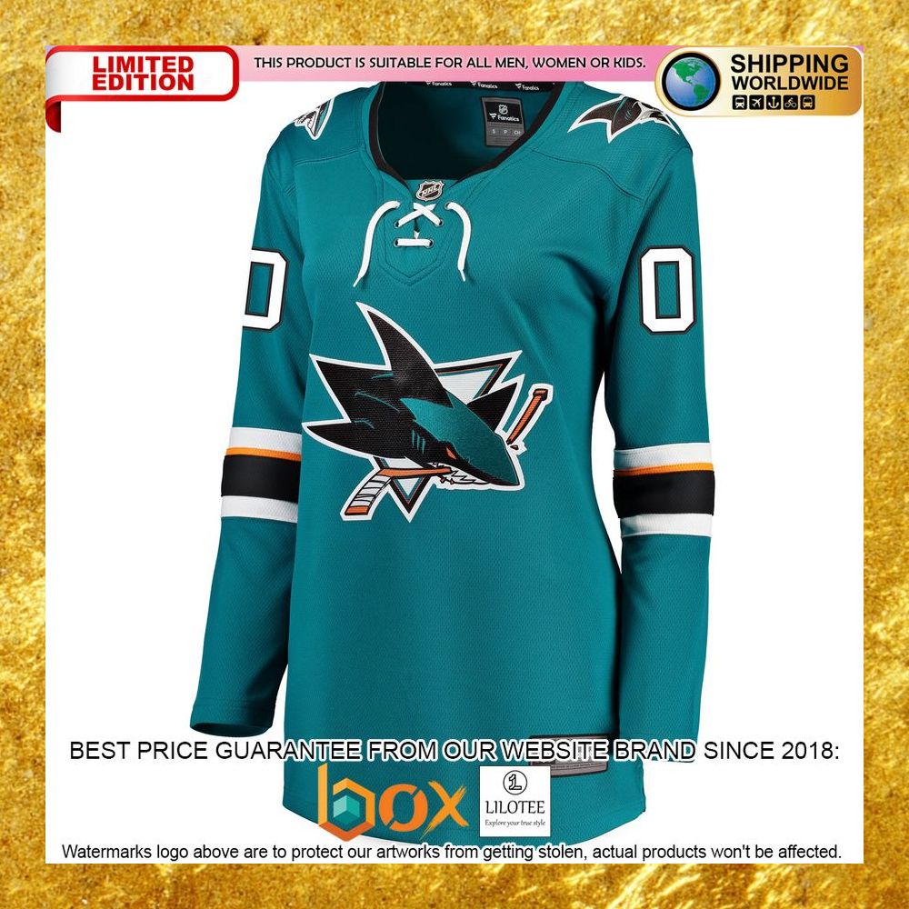 NEW Personalized San Jose Sharks Women's 2021/22 Home Teal Hockey Jersey 6