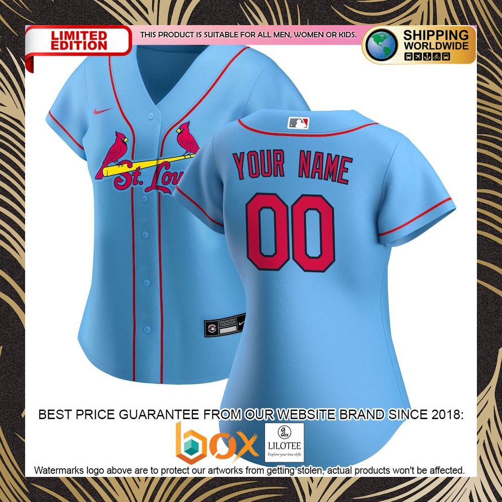 NEW Personalized St. Louis Cardinals Women's Alternate Replica Blue Baseball Jersey 4