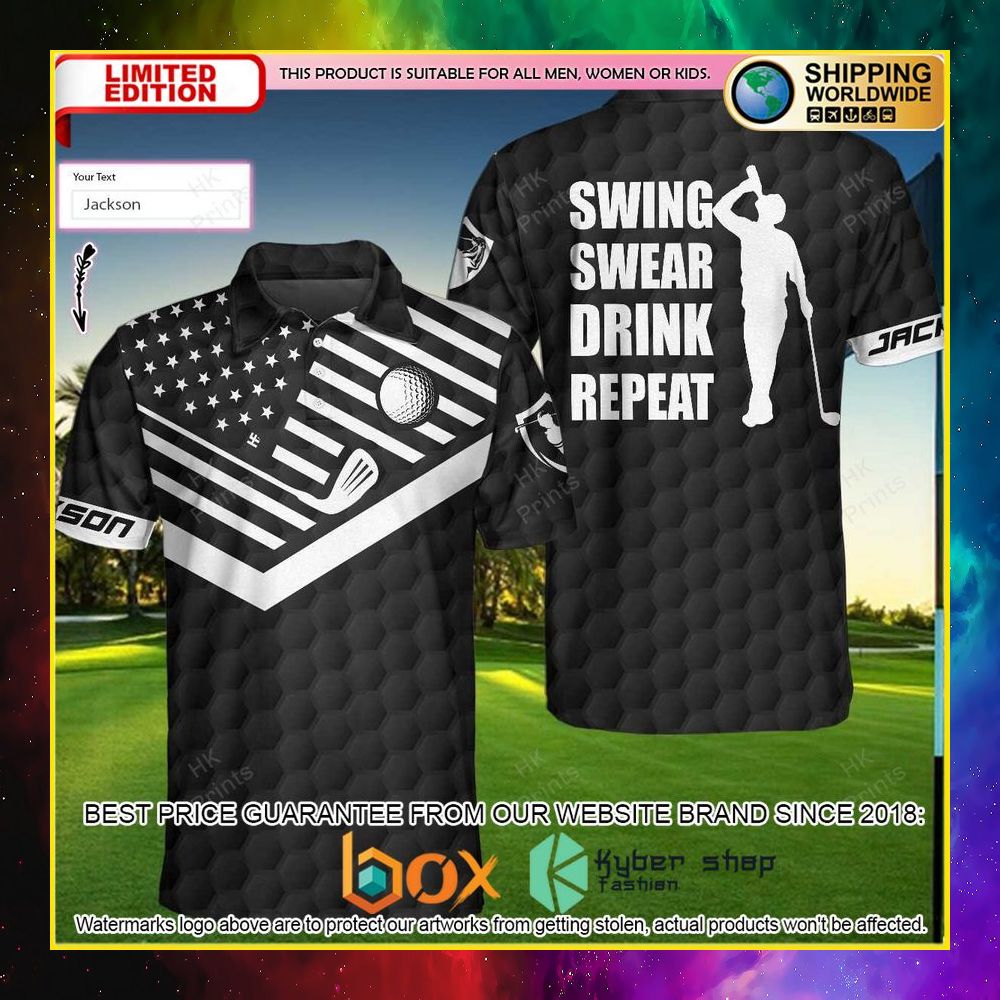 HOT Personalized Swing Swear Drink Repeat 3D Premium Polo Shirt 20