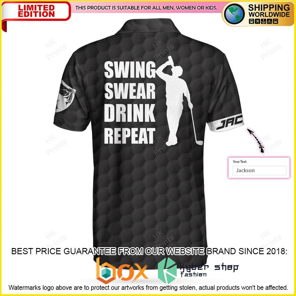 HOT Personalized Swing Swear Drink Repeat 3D Premium Polo Shirt 30