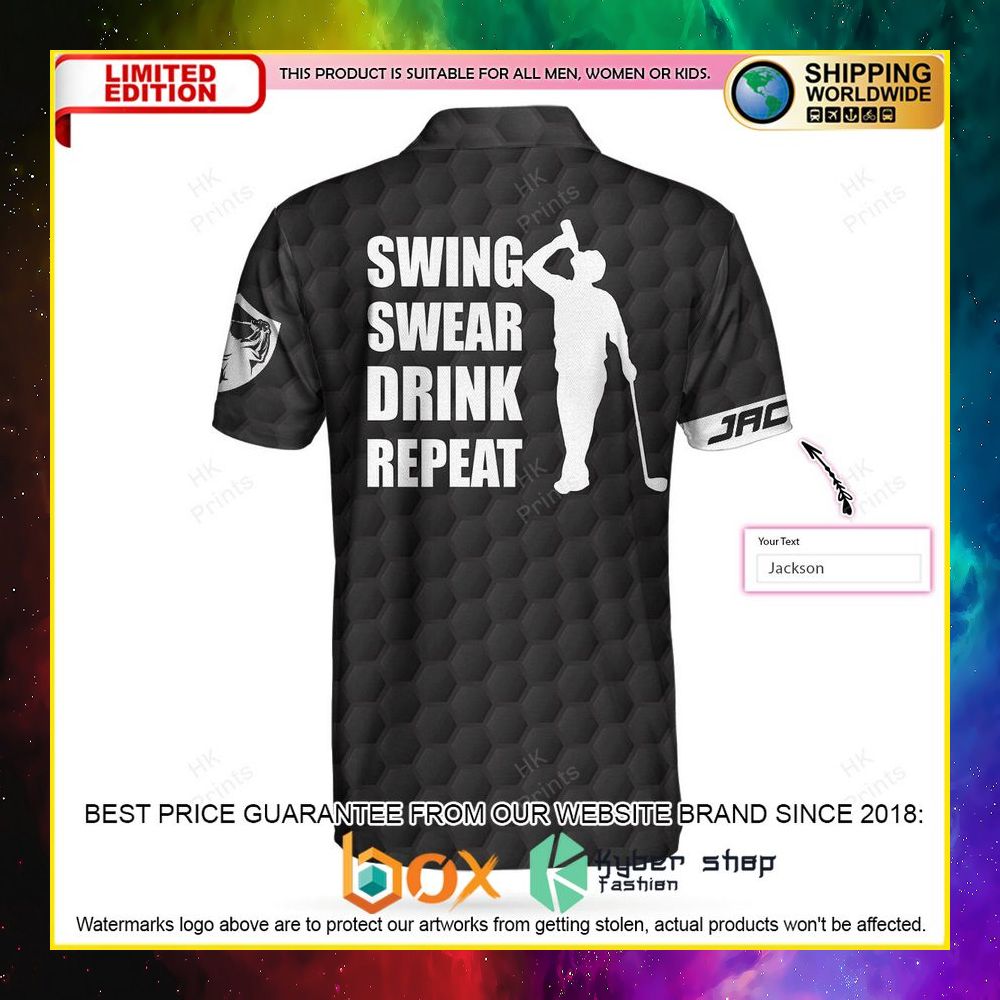 HOT Personalized Swing Swear Drink Repeat 3D Premium Polo Shirt 22