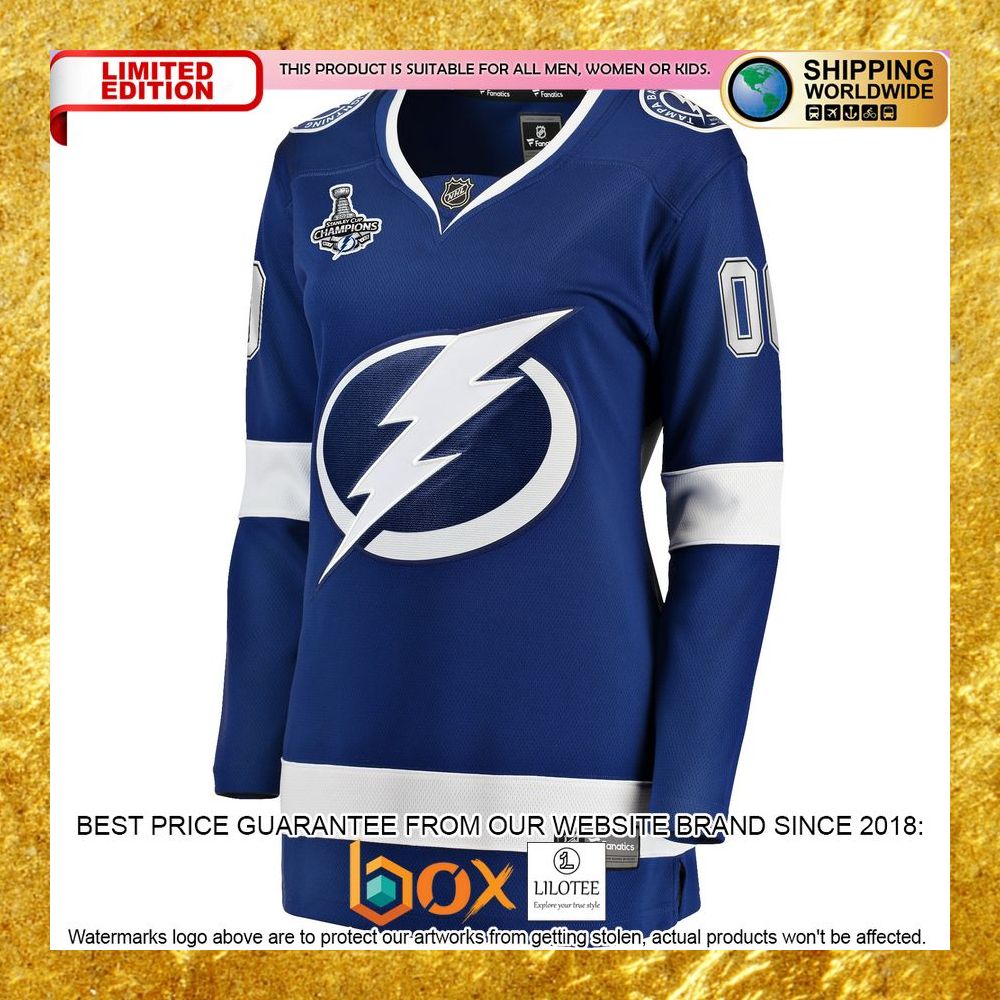 NEW Personalized Tampa Bay Lightning Women's 2021 Stanley Cup Champions Home Blue Hockey Jersey 6