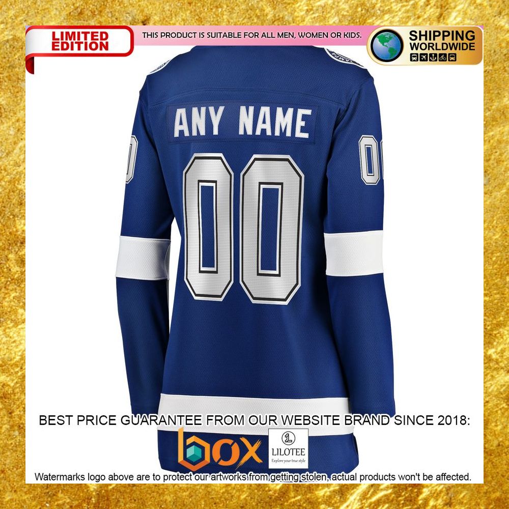 NEW Personalized Tampa Bay Lightning Women's 2021 Stanley Cup Champions Home Blue Hockey Jersey 7