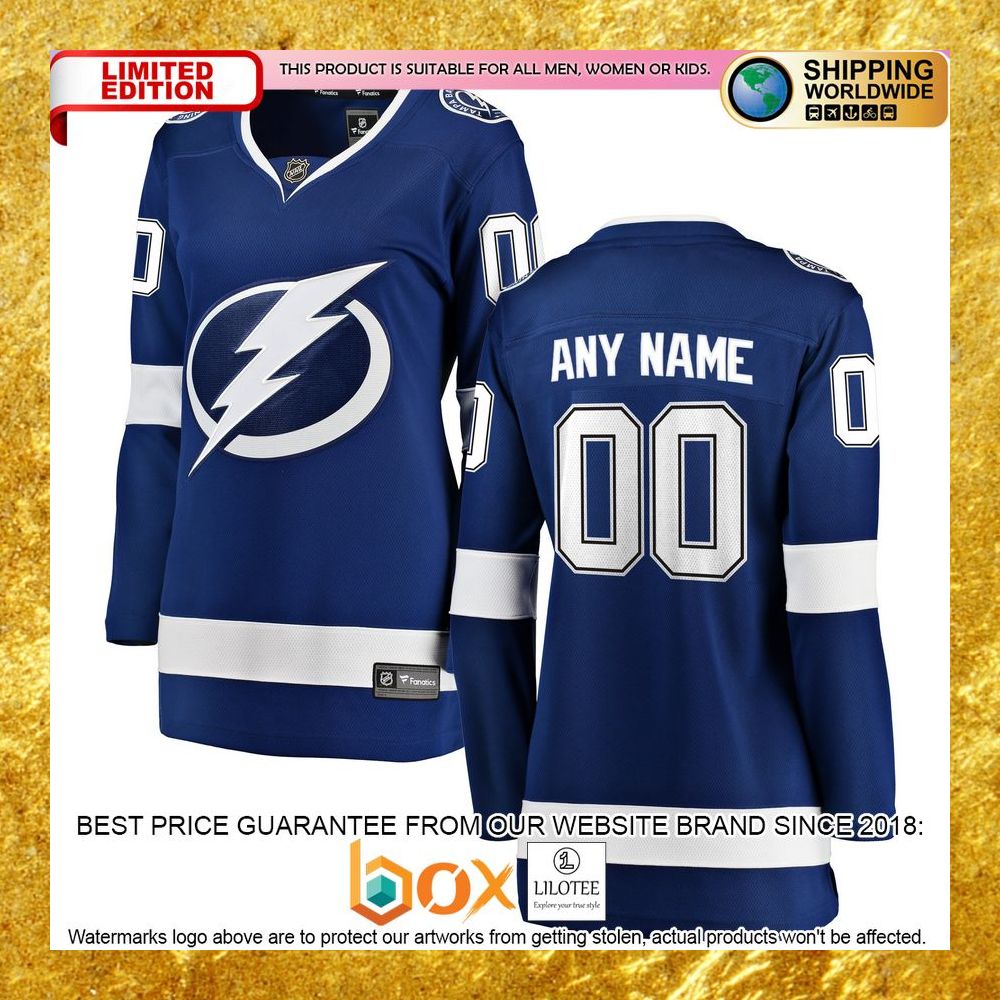 NEW Personalized Tampa Bay Lightning Women's Home Blue Hockey Jersey 5
