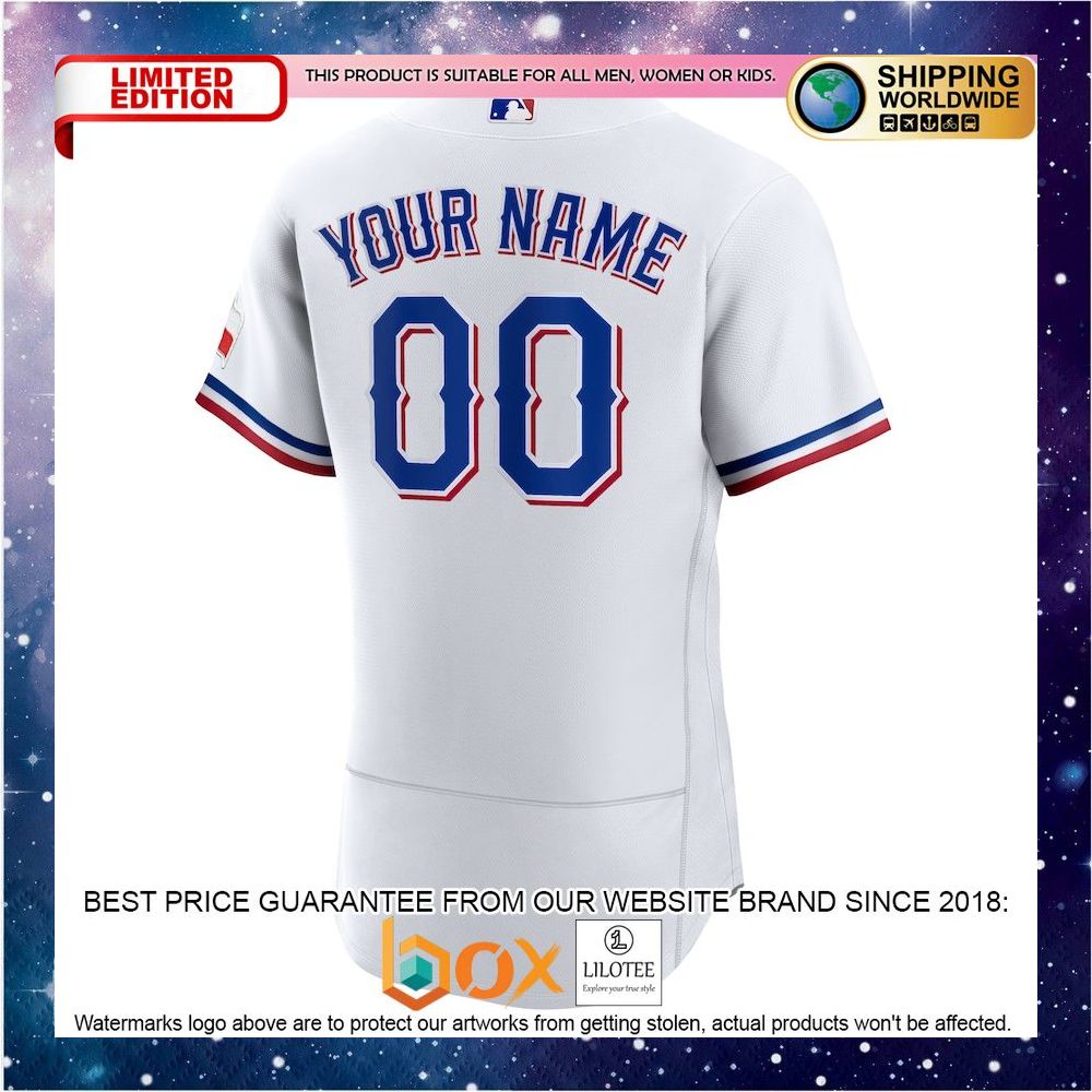 NEW Personalized Texas Rangers Home Authentic Patch White Baseball Jersey 3